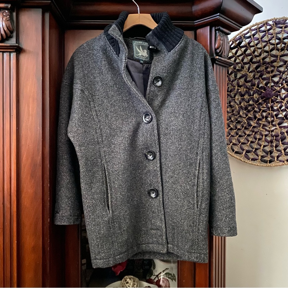 Vintage I. Spiewak & Sons Men’s S grey wool blend peacoat